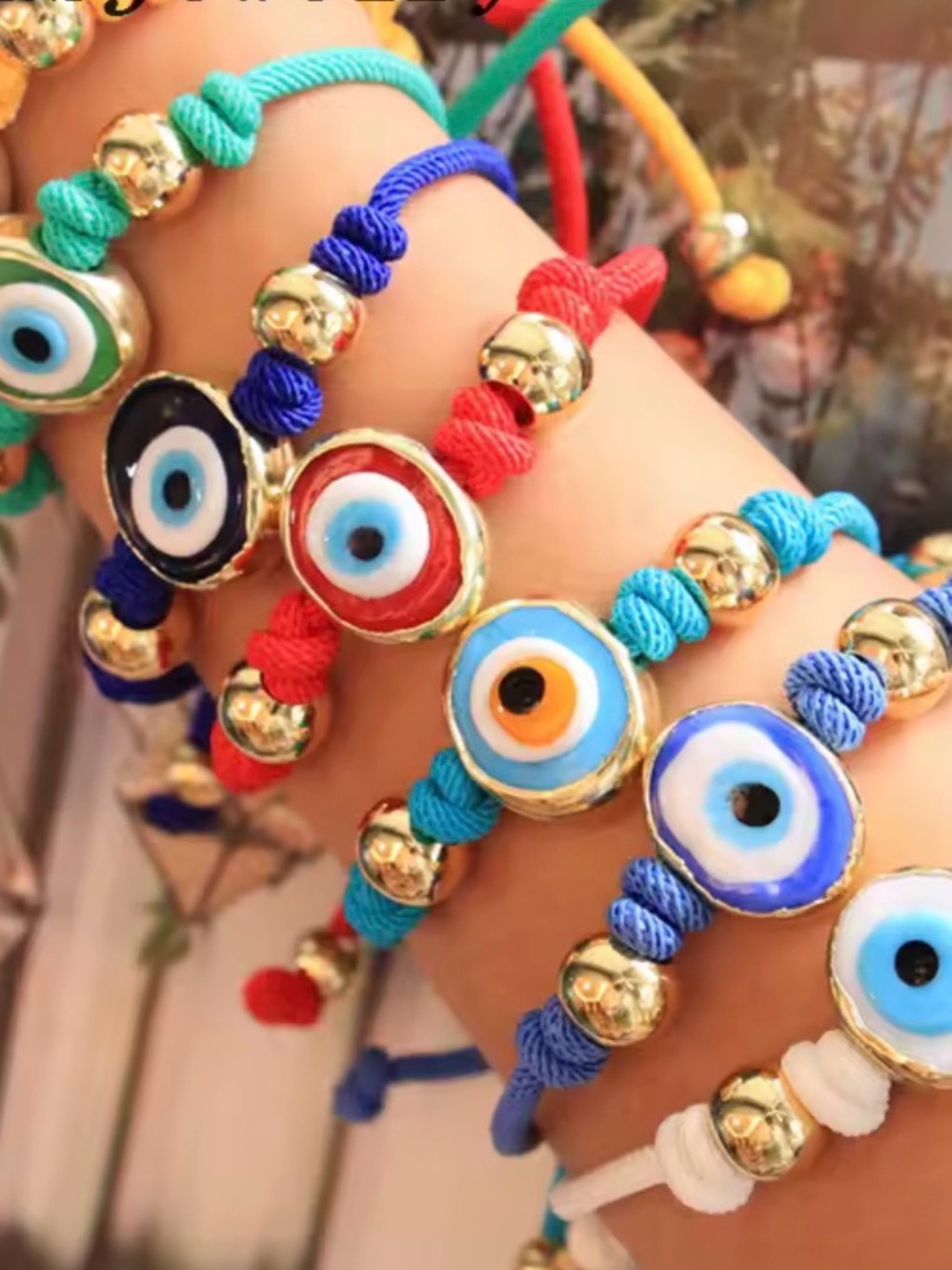 Women Colorful Evil Eye Adjustable Bracelet - Blue, Red, Turquoise. You choose